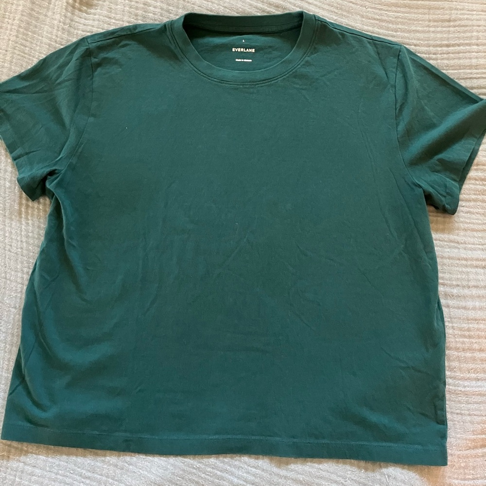 Everlane Box-Cut Tee in Essential Cotton, Deep Sea size Large